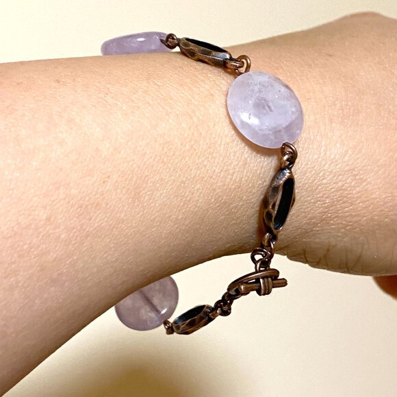 2/$20, Natural Violet Amethyst Bracelet, Genuine Gemstone + Copper Link - Picture 9 of 9
